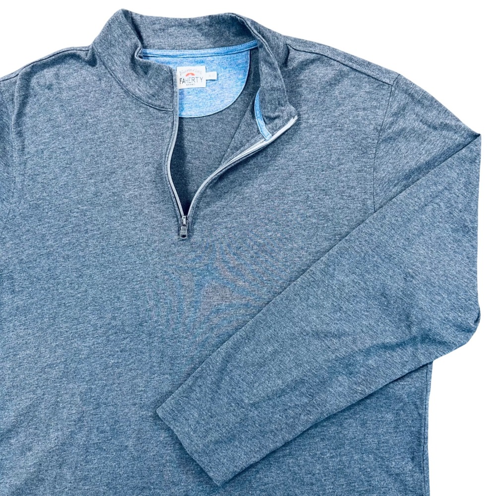 Faherty Suffolk Pullover 1/4 Zip Men's XL Charcoal Heather Knit Hike MKS1972-CCL